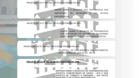 Projetos de Lei aprovados em sessão do dia 19 de fevereiro de 2025.