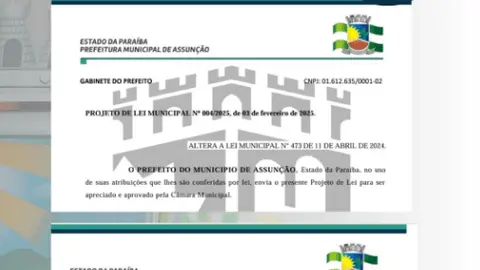 Projetos de Lei aprovados em sessão do dia 26 de março de 2025, da Prefeitura Municipal de Assunção.