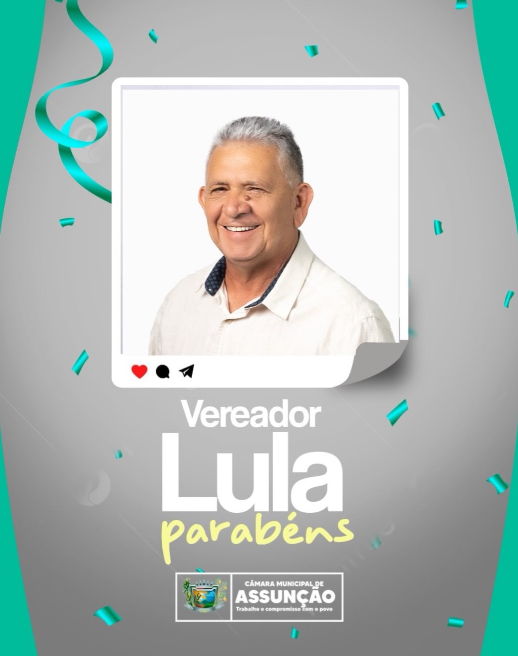 Parabéns, Vereador Lula!🥳🥳🥳 A Câmara Municipal, em nome da Presidente Anazilda e dem...